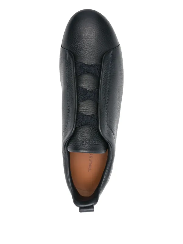 Zegna Triple Stitch レザースニーカー | ブルー | FARFETCH JP