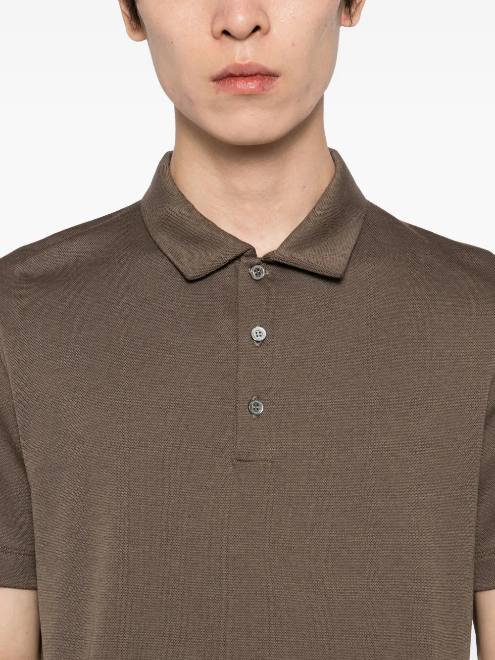 Canali Poloshirt van katoenblend Bruin