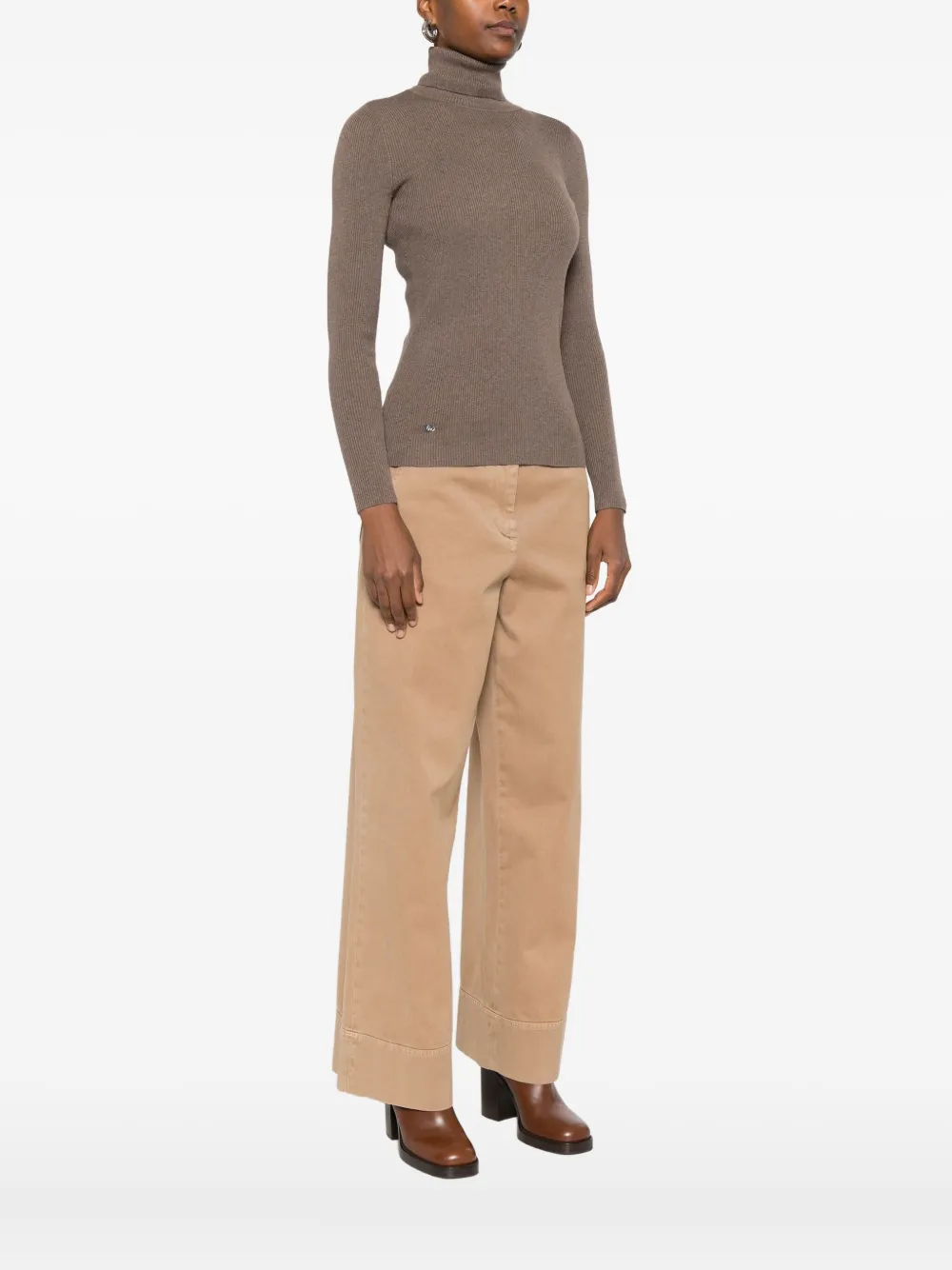 Ralph Lauren Ribbed Turtleneck Sweater In Neutral