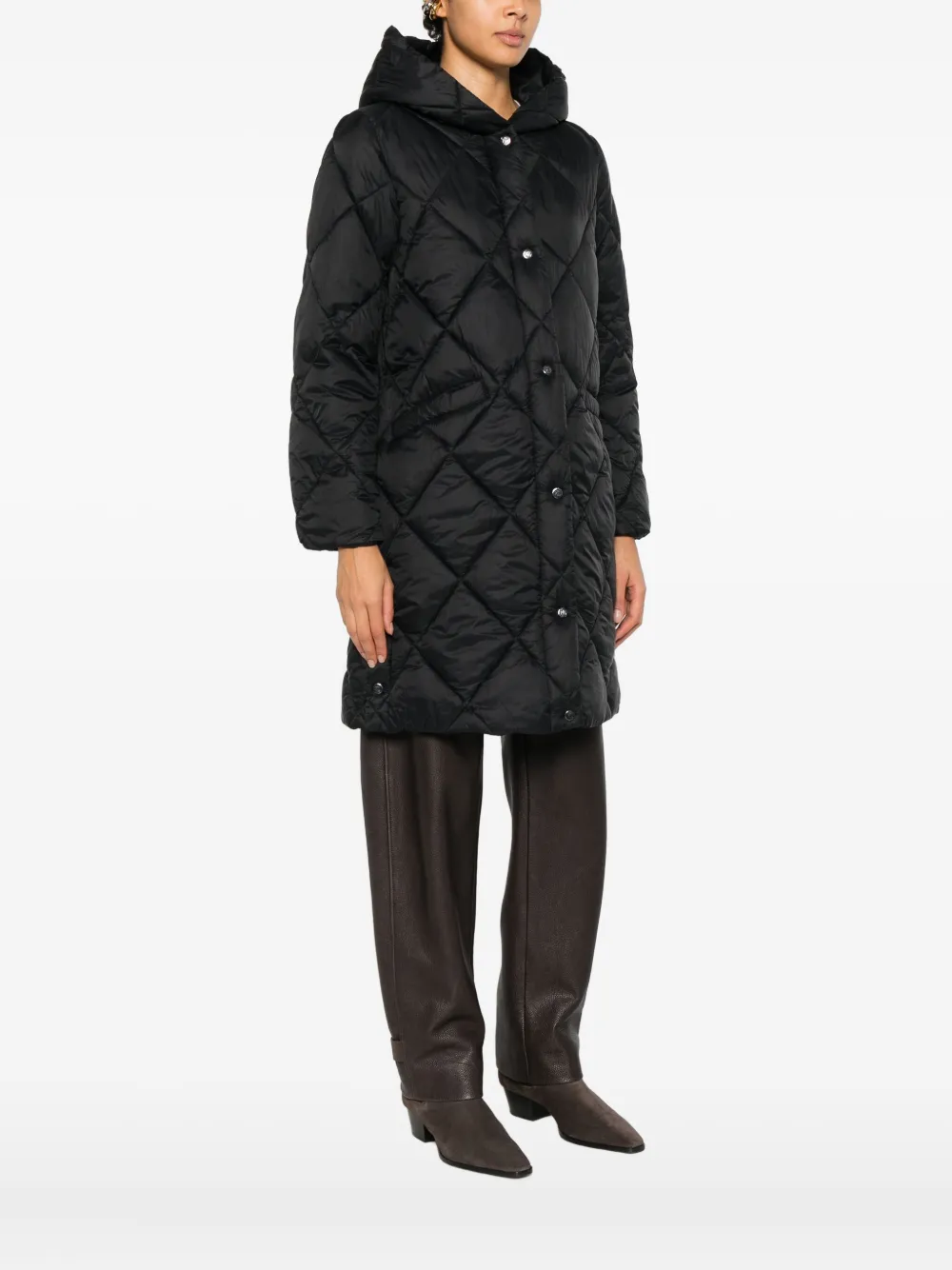 Ralph Lauren Quilted Hooded Coat In Black