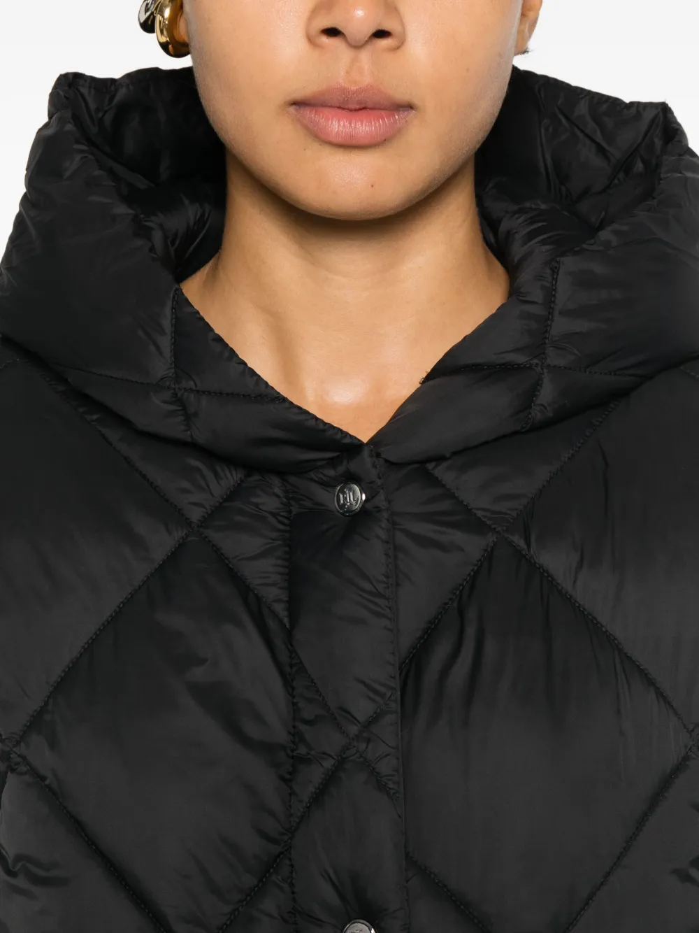 Ralph Lauren Quilted Hooded Coat In Black