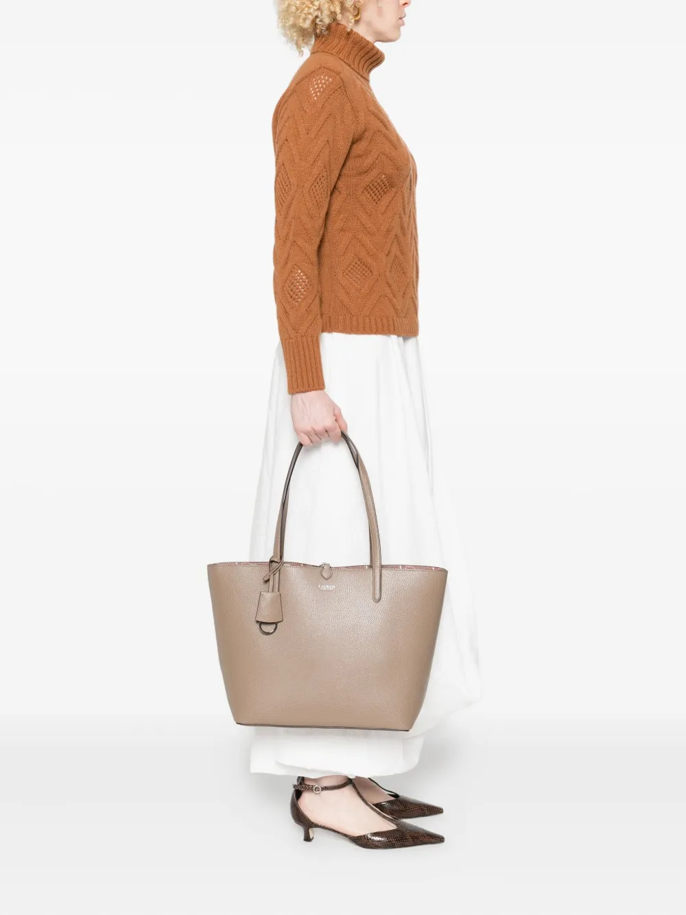 Lauren Ralph Lauren pebble-leather tote bag - Bruin