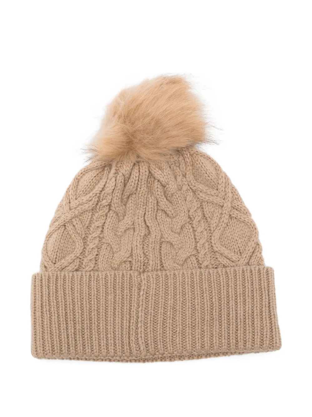 Cable-Knit Pompom Beanie