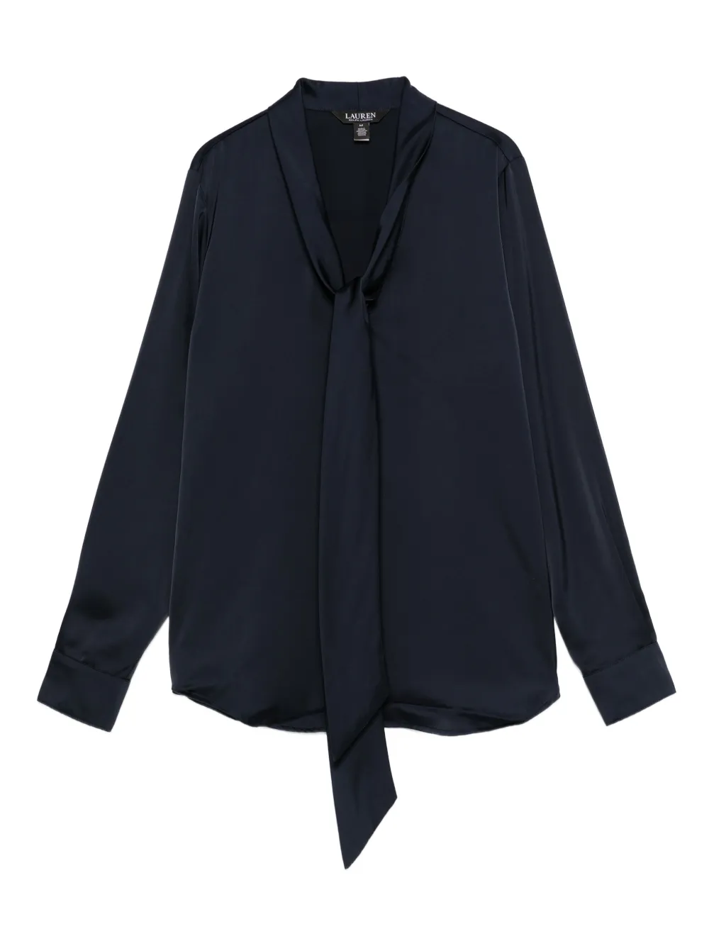 Ralph Lauren Neck-tie Long-sleeve Blouse In Blue