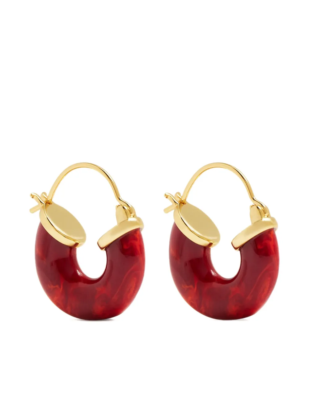 Anni Lu Gouden oorringen met rode hars - Rood