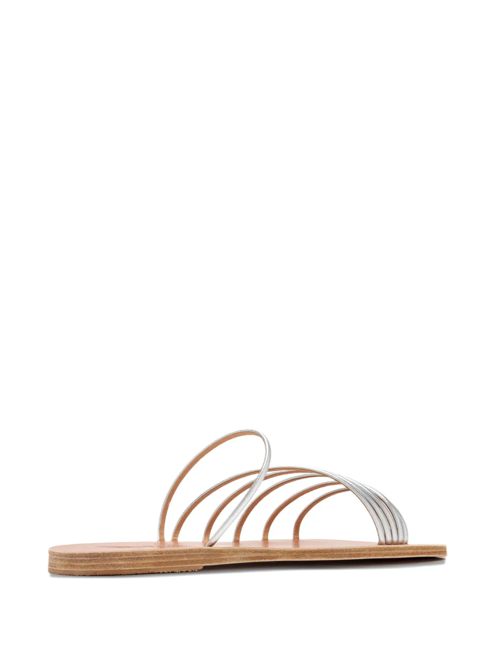 Ancient Greek Sandals Adriani metallic leather five-strap flat sandals Silver