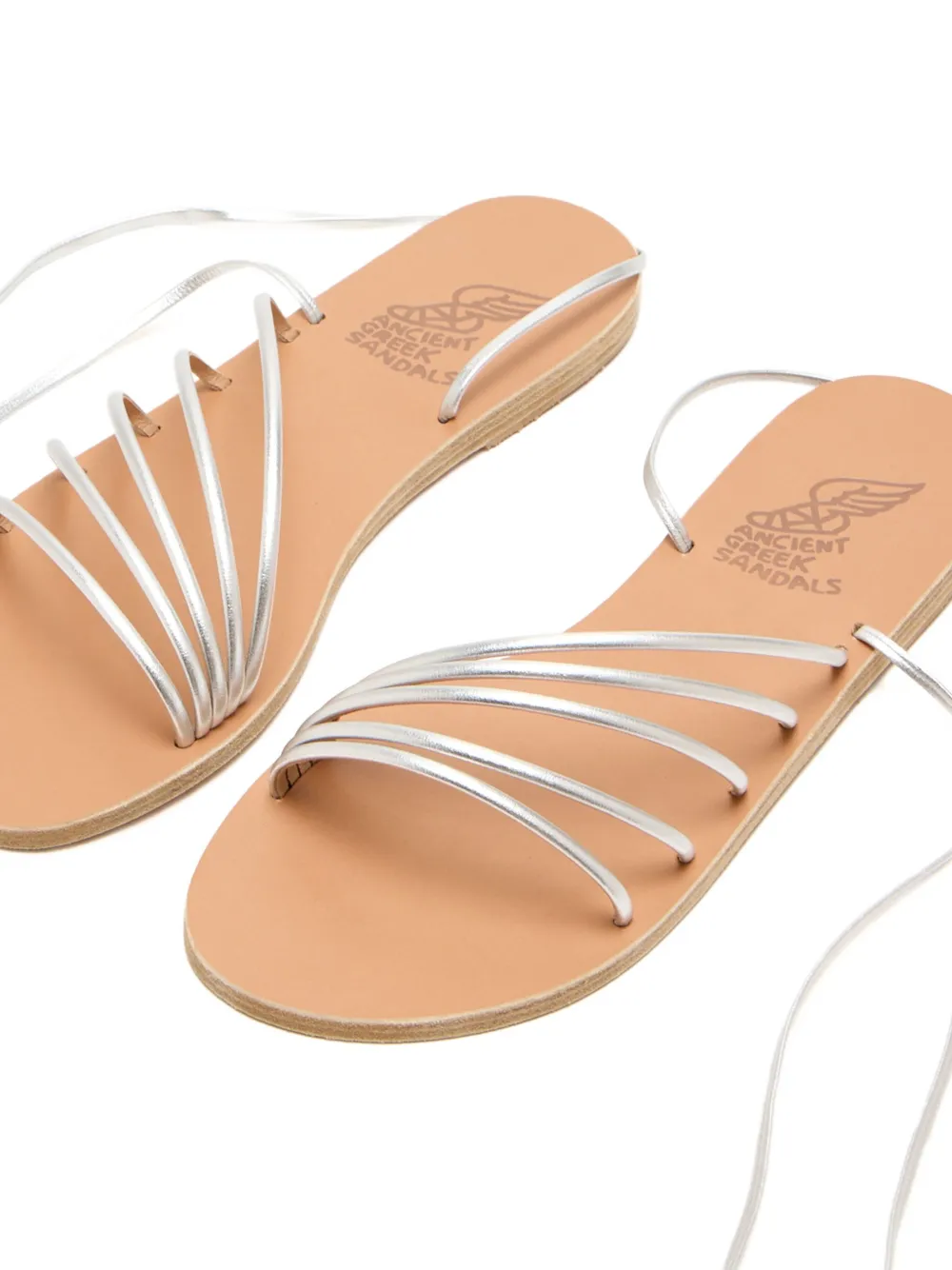 Ancient Greek Sandals Ipoliti leather lace-up flat sandals Silver
