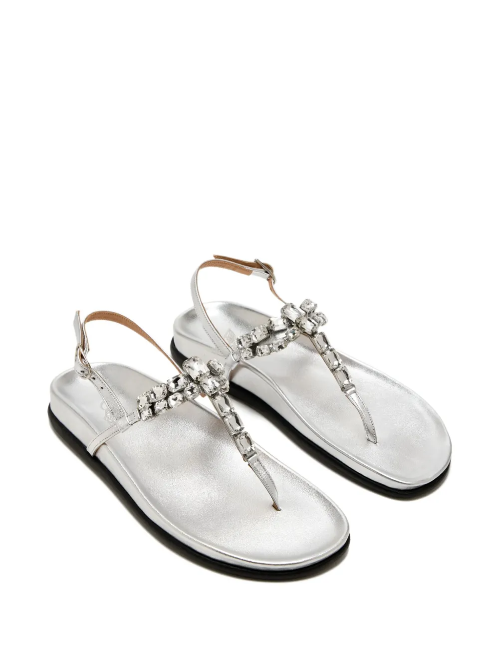 Ancient Greek Sandals Katerina crystal-embellished slingback sandals Silver