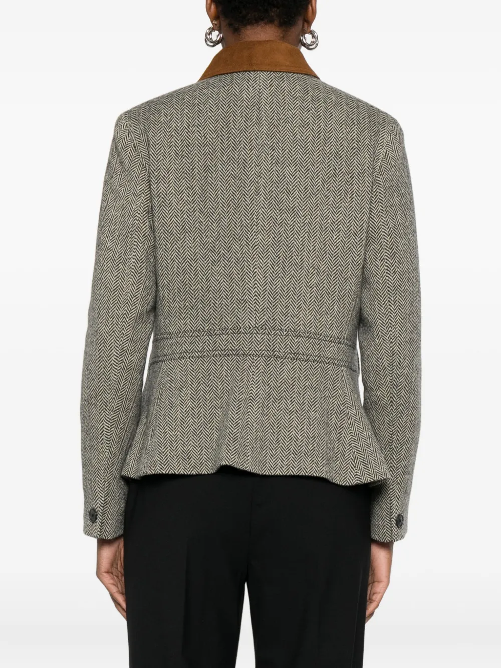 Polo Ralph Lauren Suede-trim Herringbone Jacket In Black