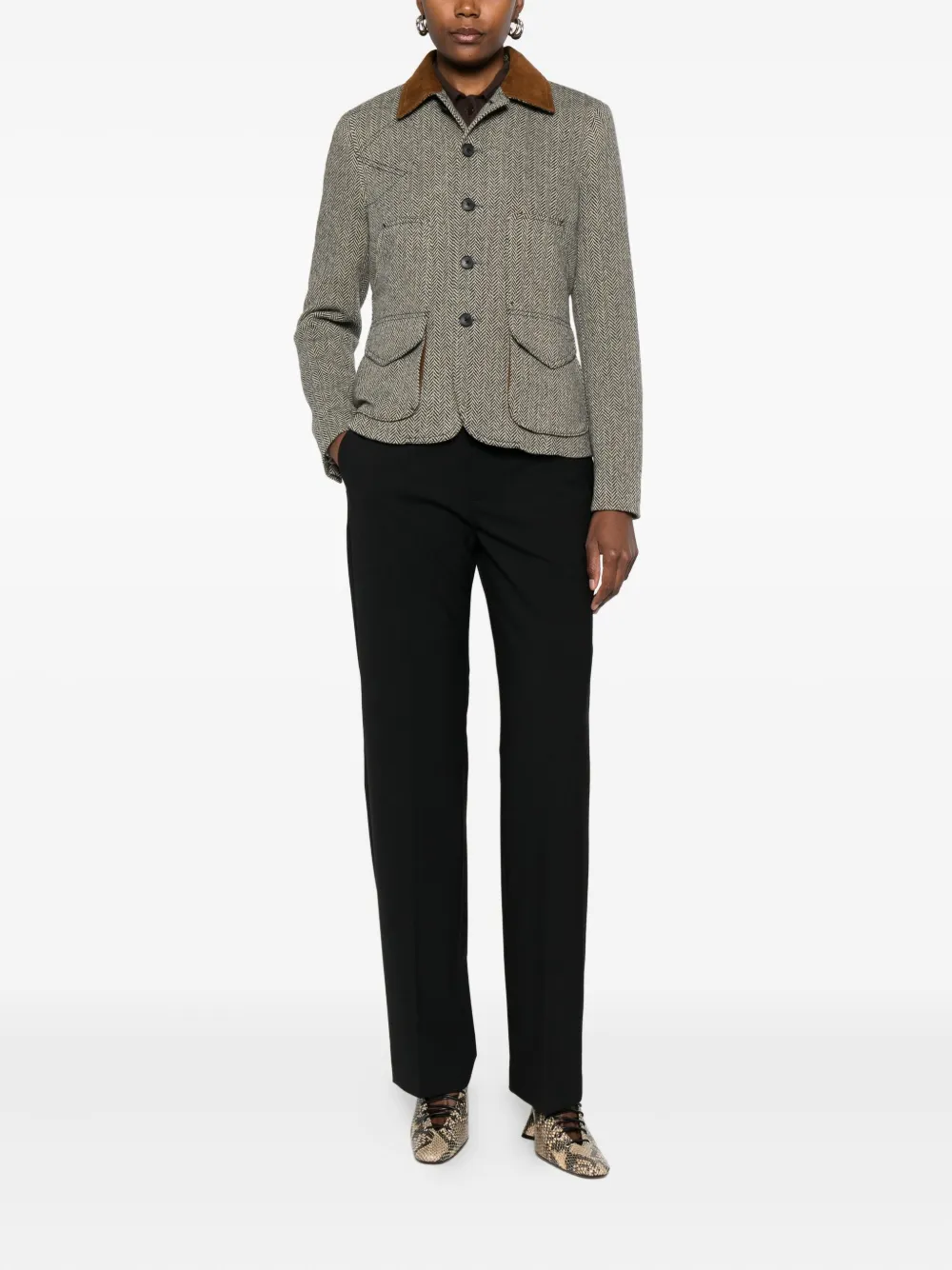 Polo Ralph Lauren suede-trim herringbone jacket | Fitted Jackets | Image 2