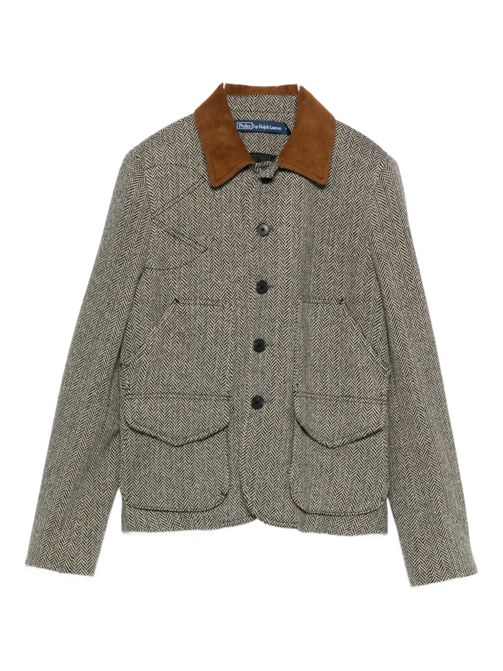 Polo Ralph Lauren Suede-trim Herringbone Jacket In Black