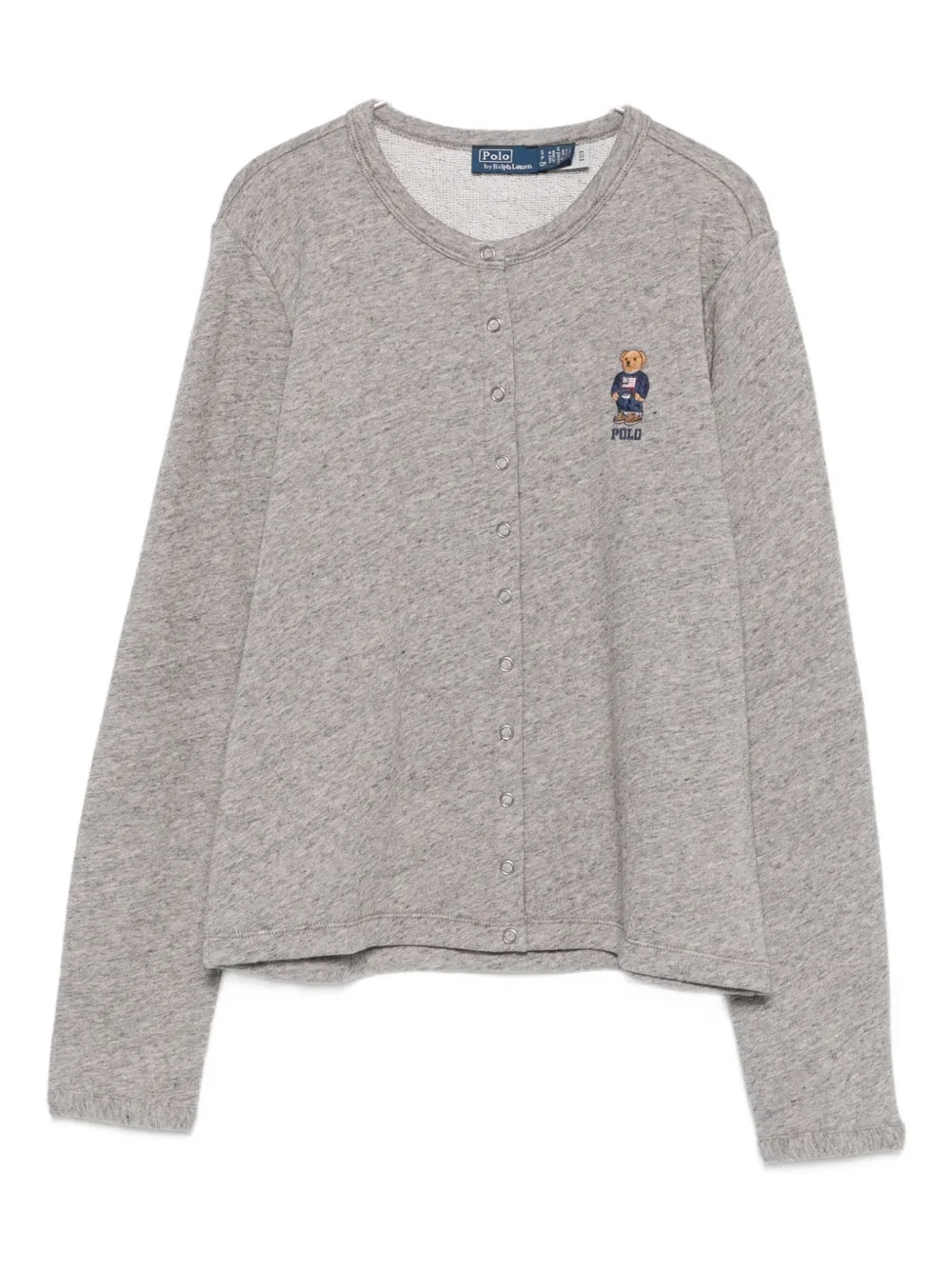 Polo Ralph Lauren Long-sleeve Embroidered Cardigan In Gray