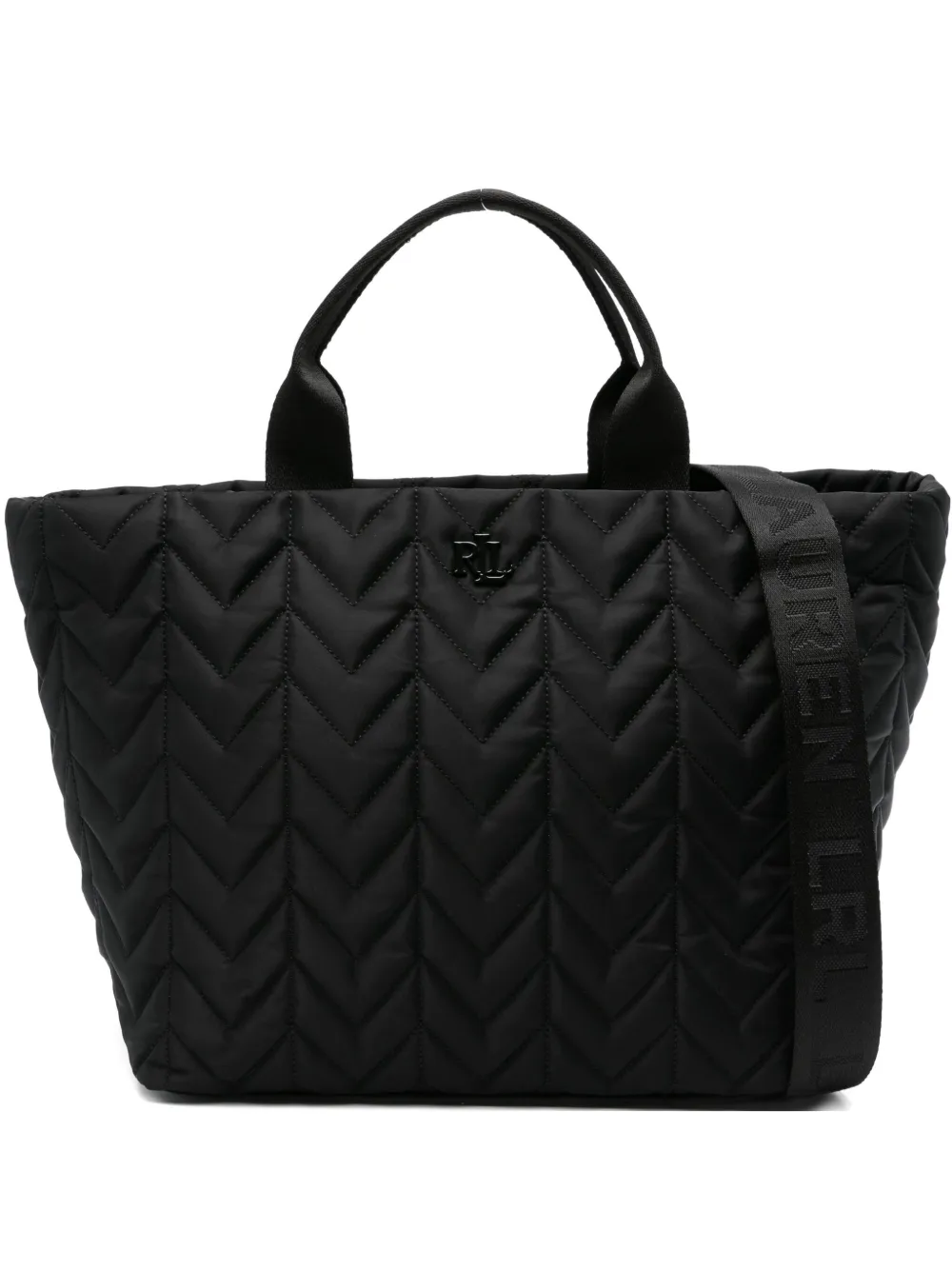 Ralph Lauren Chevron-quilted Tote Bag In Black