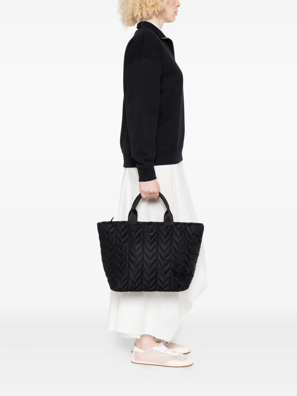 Lauren Ralph Lauren chevron-quilted tote bag - Zwart