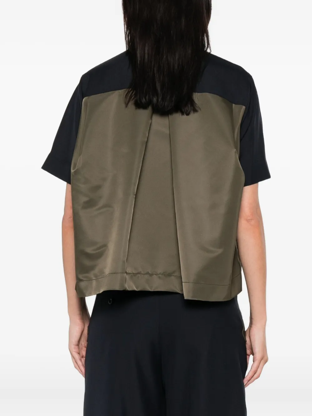sacai panelled short-sleeve shirt Blauw