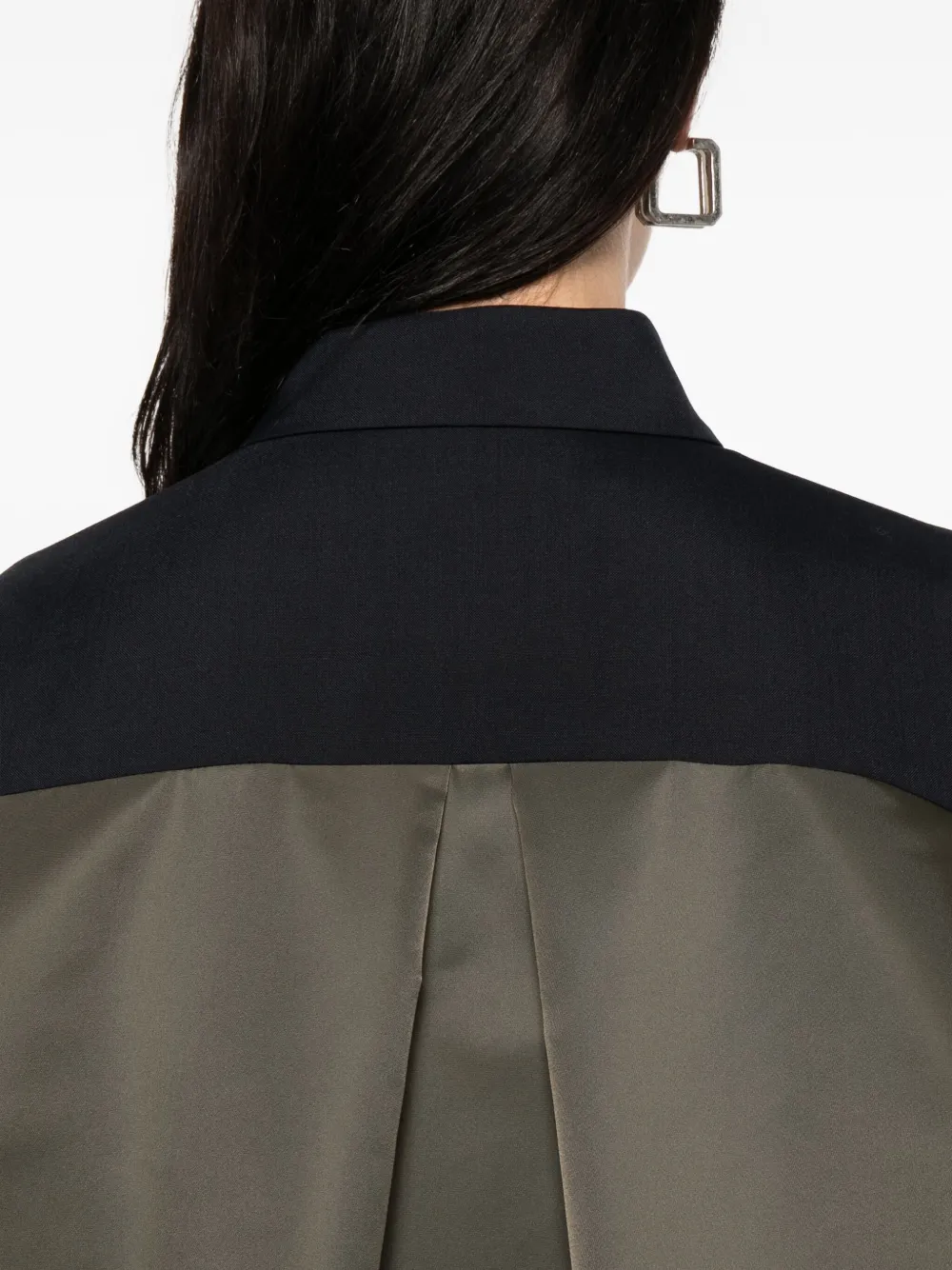 sacai panelled short-sleeve shirt Blauw