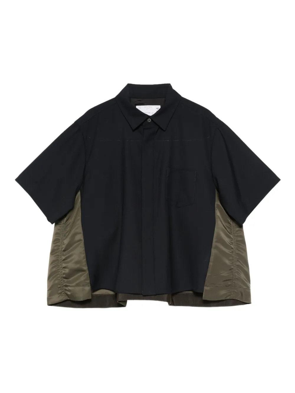 Sacai panelled short-sleeve shirt Blauw