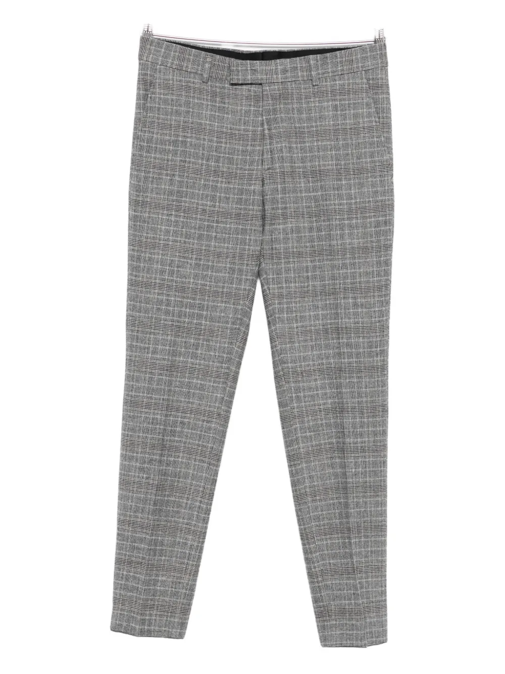 Karl Lagerfeld Checked Flat-front Trousers In Gray