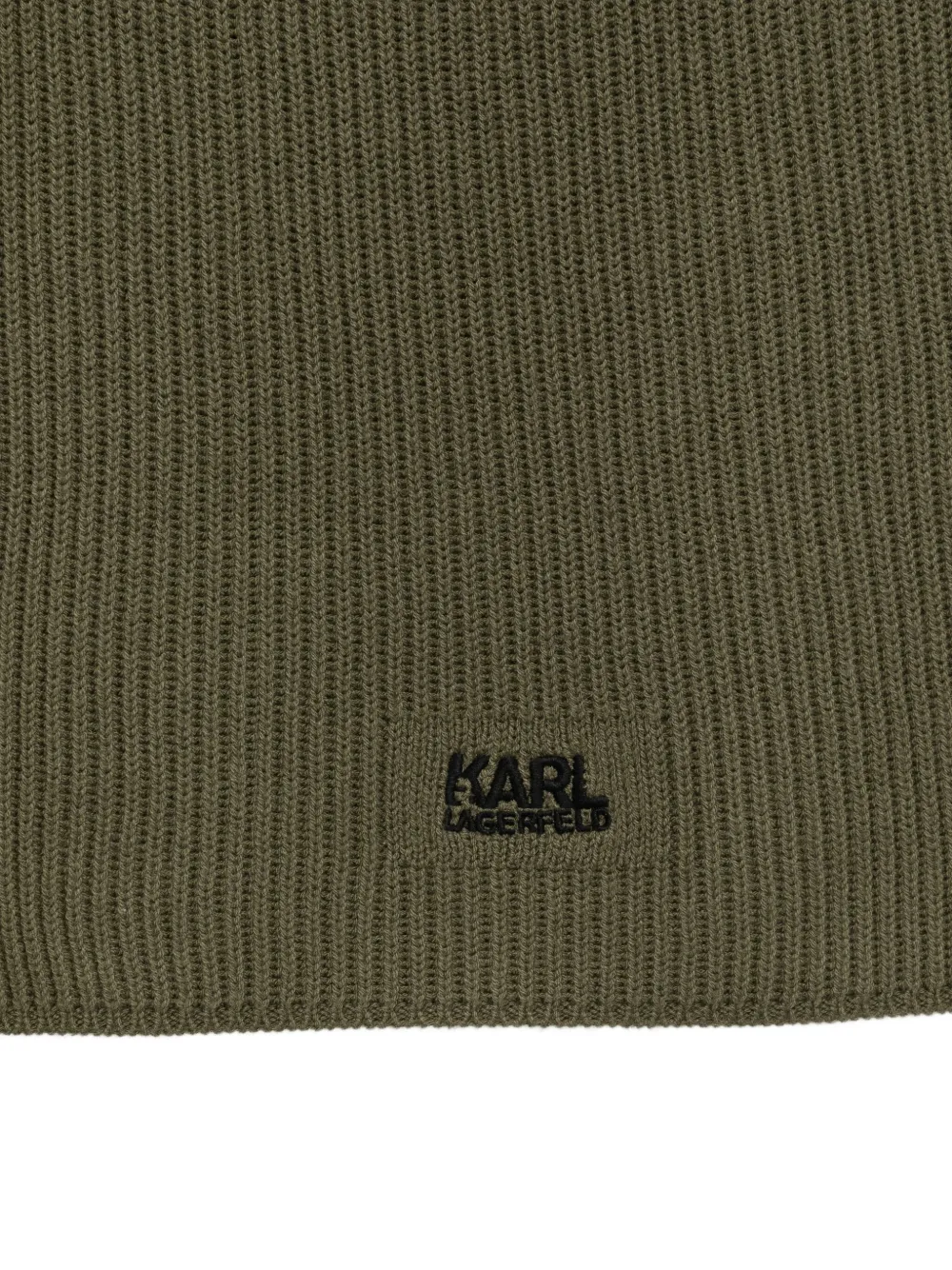 Karl Lagerfeld Ribbed Cotton Scarf In Green