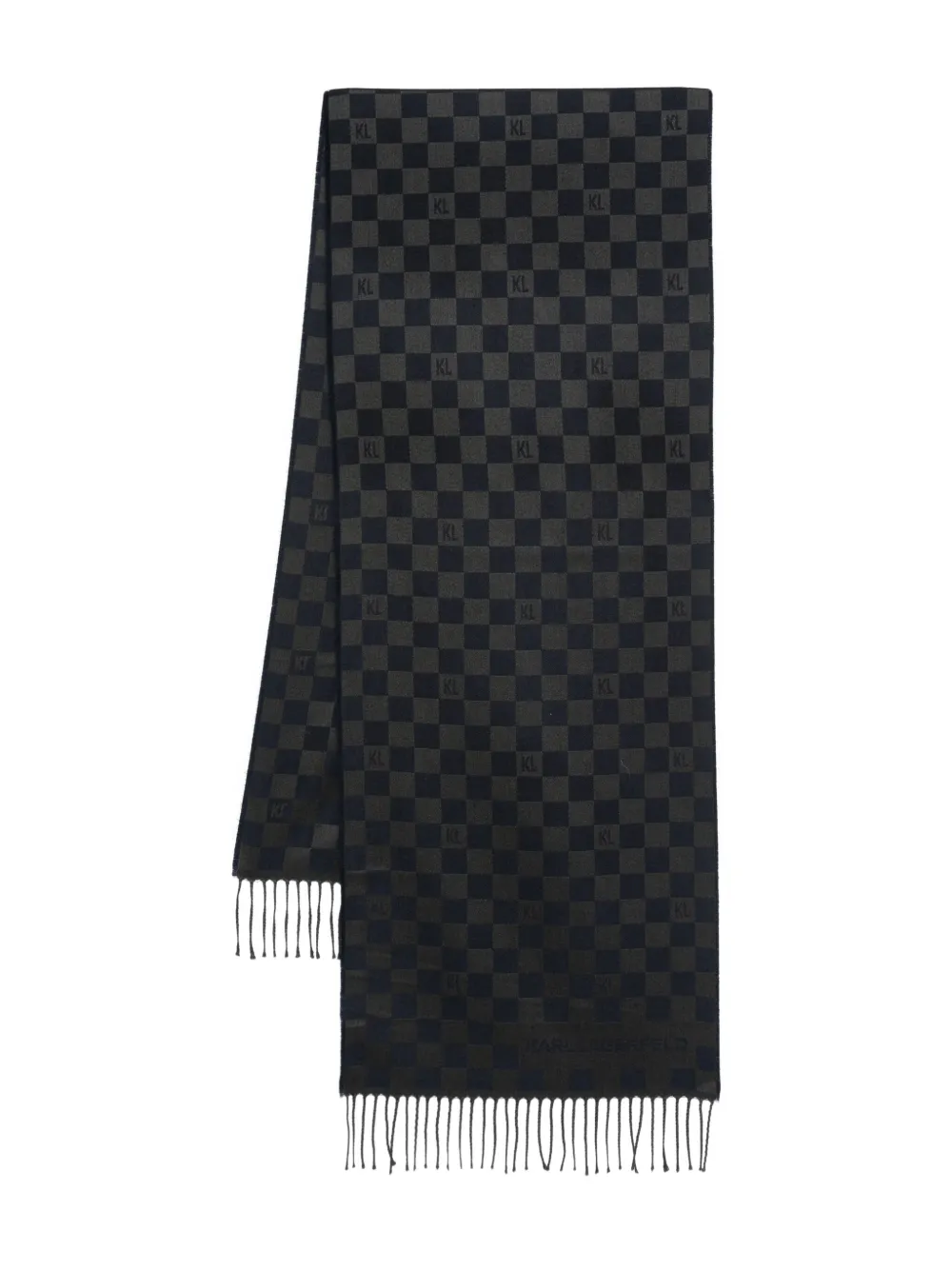 check-pattern wool scarf