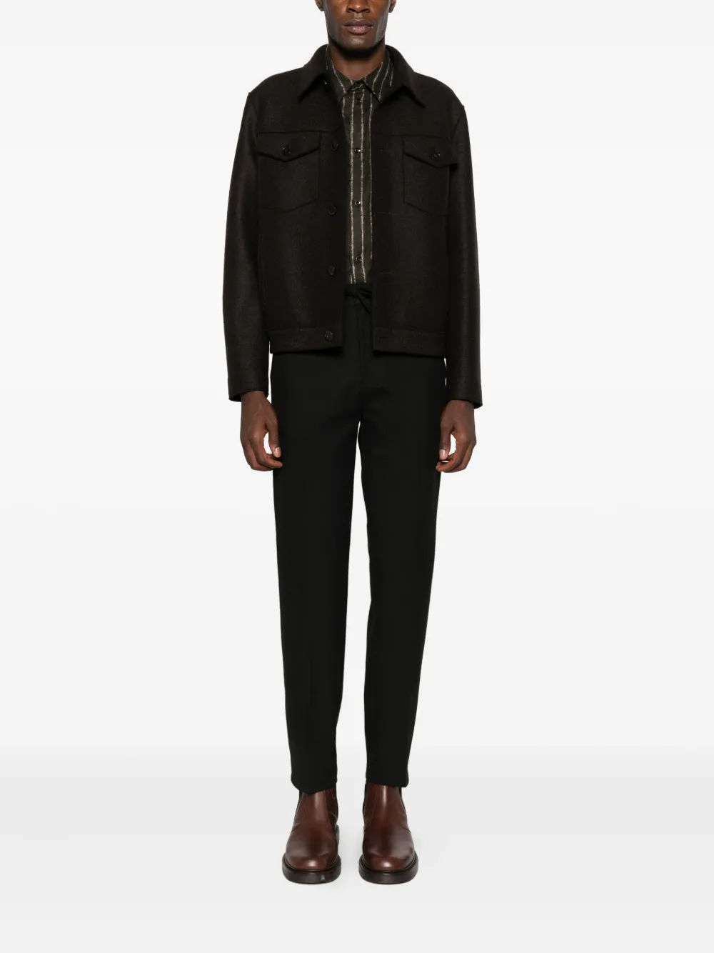 Karl Lagerfeld Straight broek met trekkoord Zwart