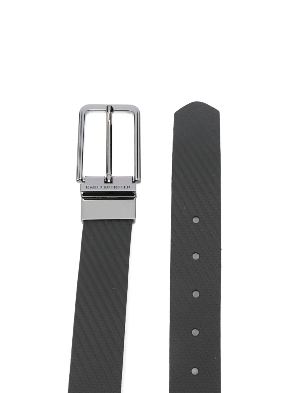 Karl Lagerfeld textured buckle belt Zwart