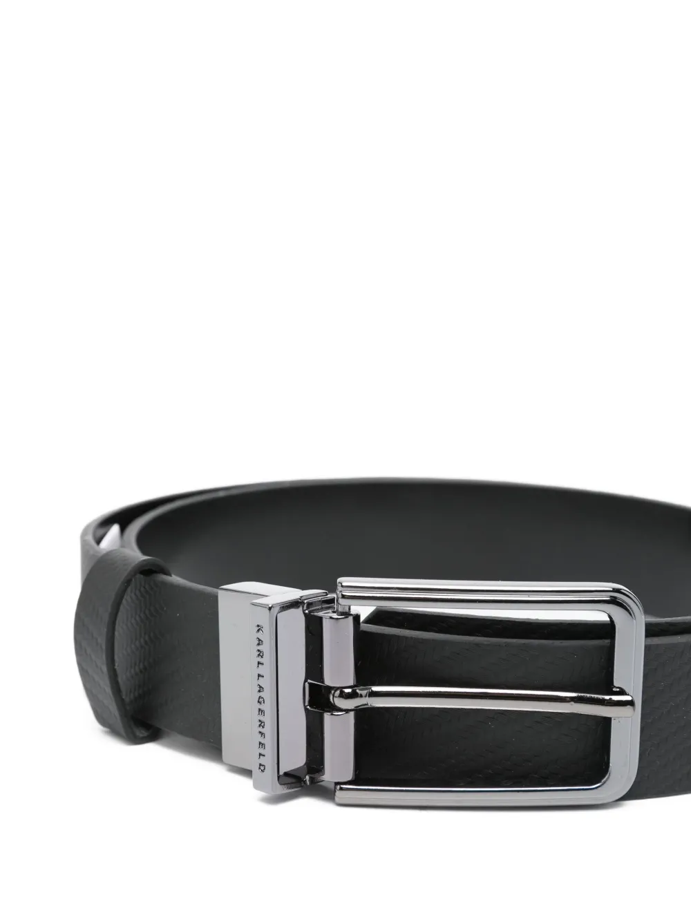 Karl Lagerfeld textured buckle belt - Zwart