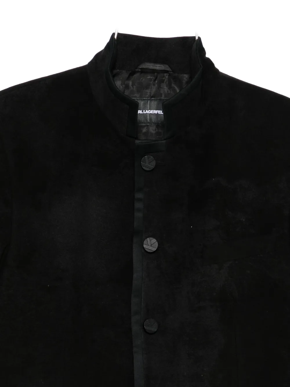 Karl Lagerfeld Band-collar Button Jacket In Black