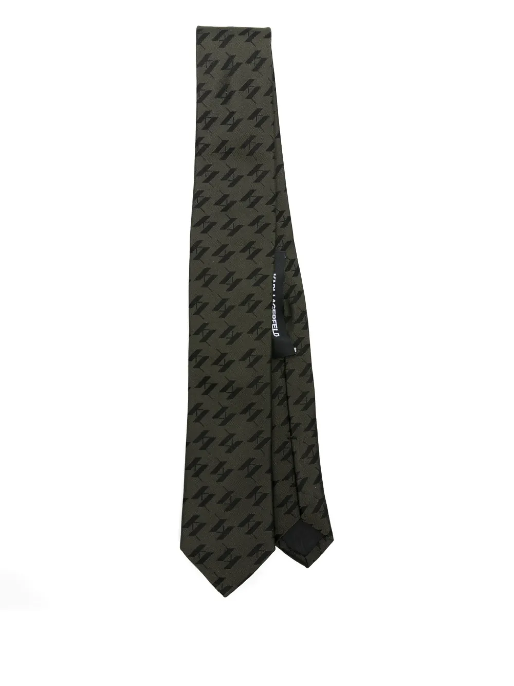 Karl Lagerfeld geometric-pattern silk tie Groen