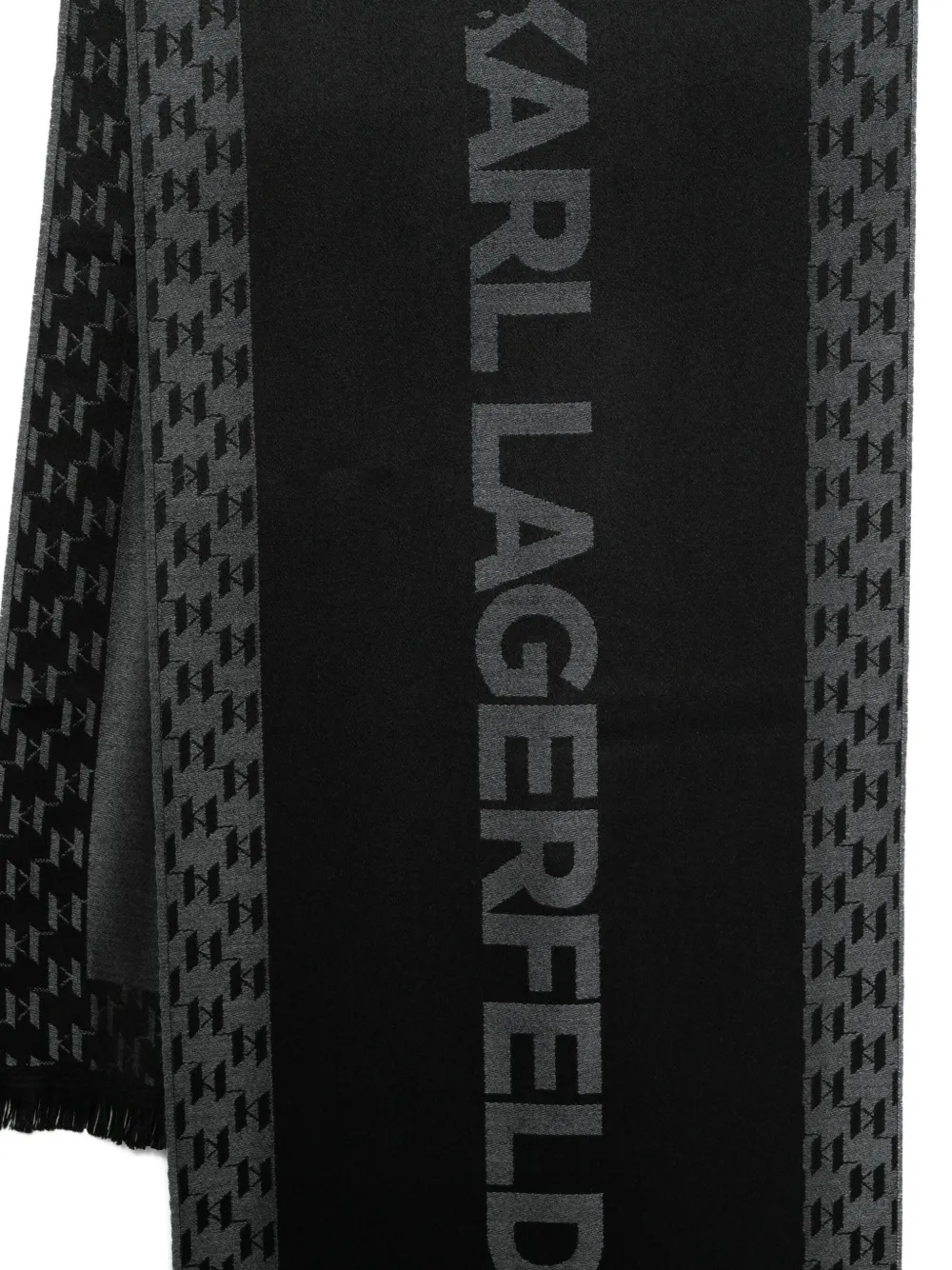 Karl Lagerfeld monogram-pattern scarf - Zwart