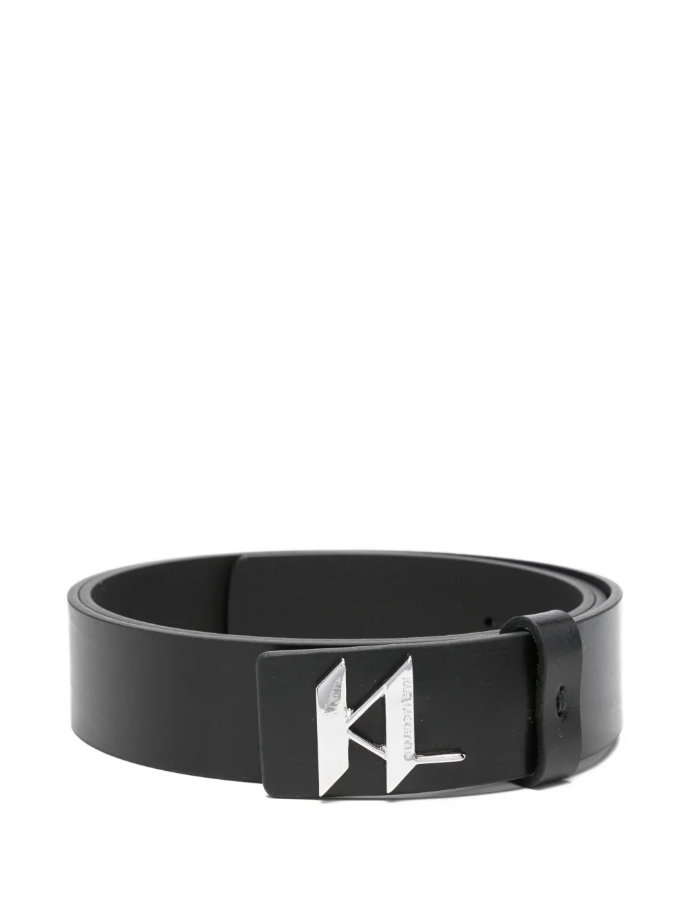 Karl Lagerfeld logo-plaque leather belt Zwart