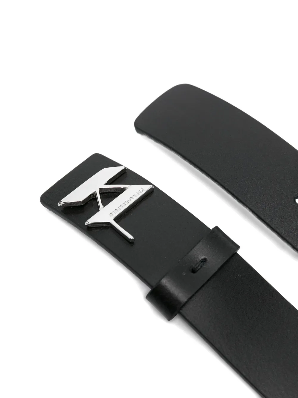 Karl Lagerfeld logo-plaque leather belt Zwart