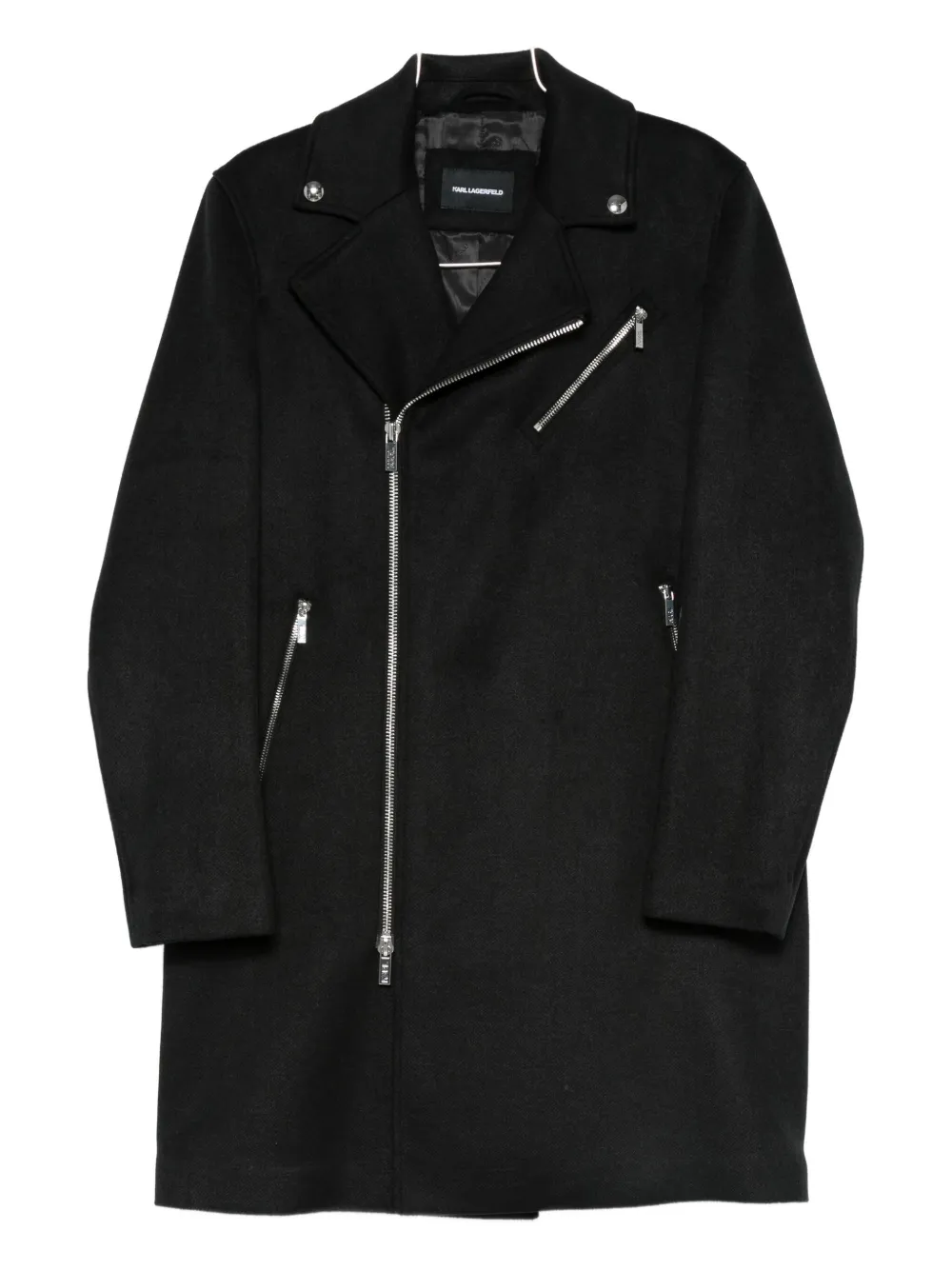 Karl Lagerfeld Zip-up Biker Jacket In Black