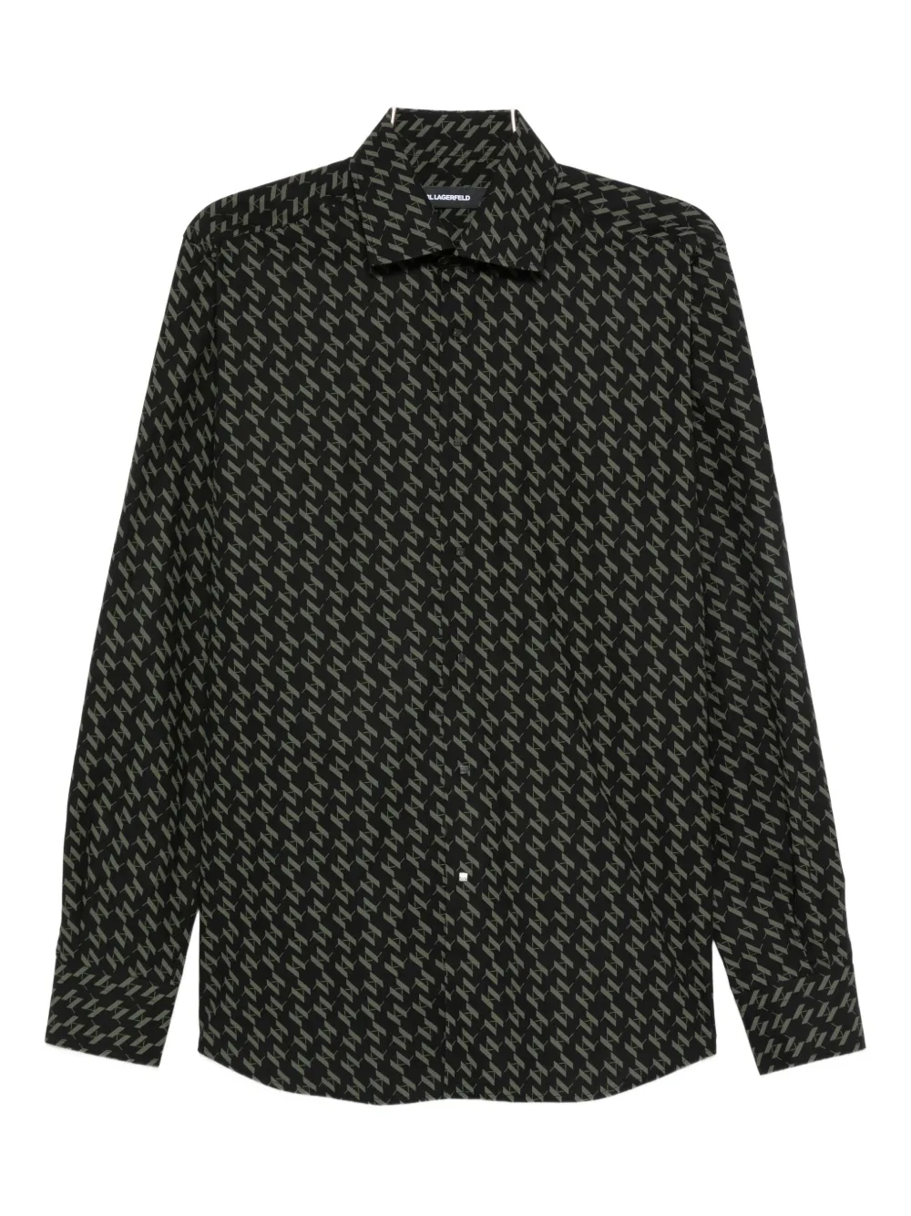 Karl Lagerfeld Patterned Cotton Shirt In Black