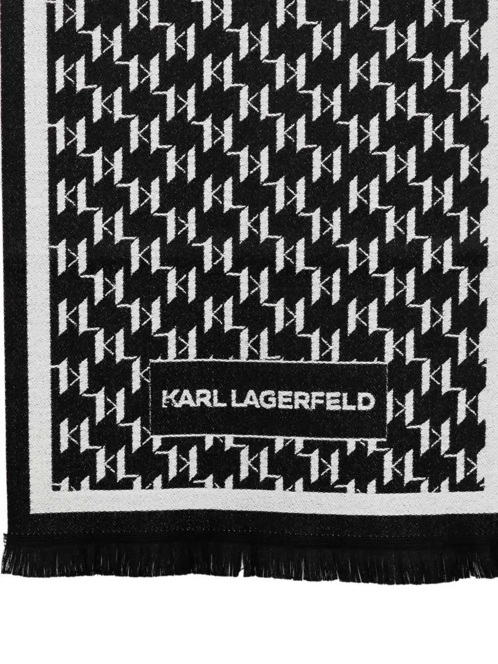 Karl Lagerfeld monogram wool scarf - Zwart