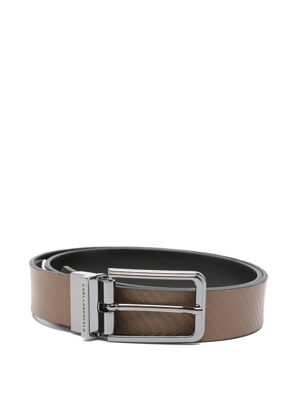 Karl Lagerfeld Textured Leather Belt In Brown