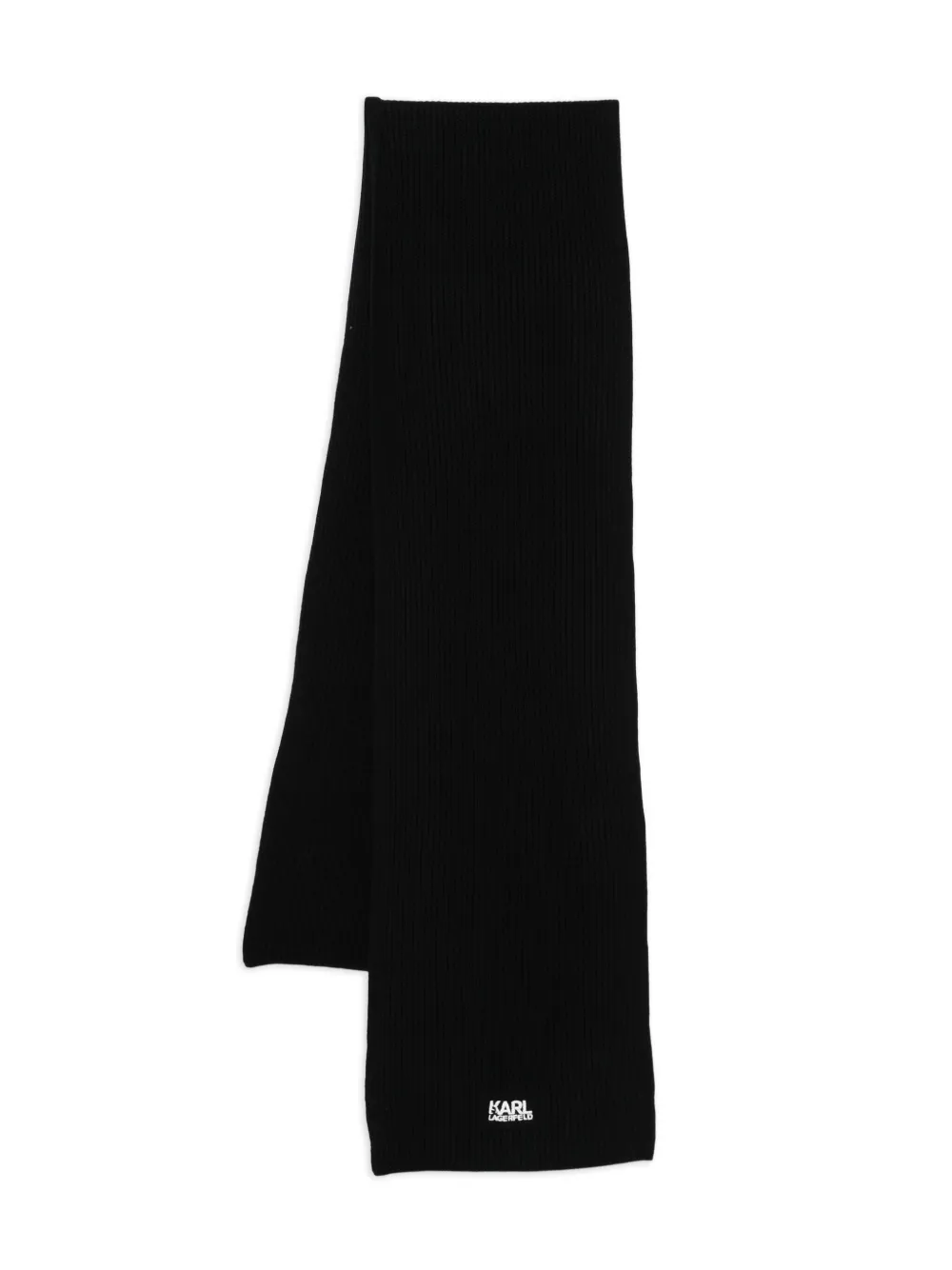 Karl Lagerfeld ribbed logo-embroidered scarf | Black | Image 1