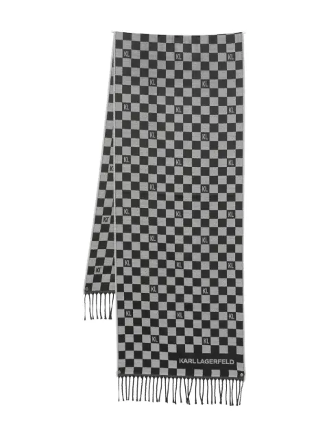 Karl Lagerfeld check-pattern wool scarf