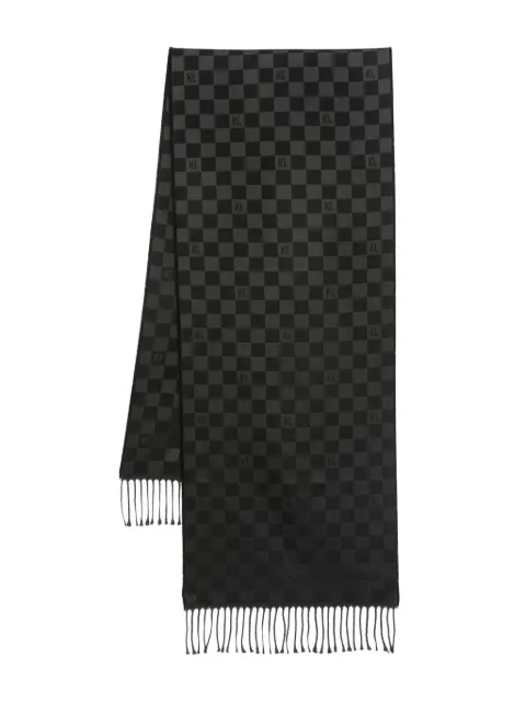 Karl Lagerfeld check-pattern wool scarf