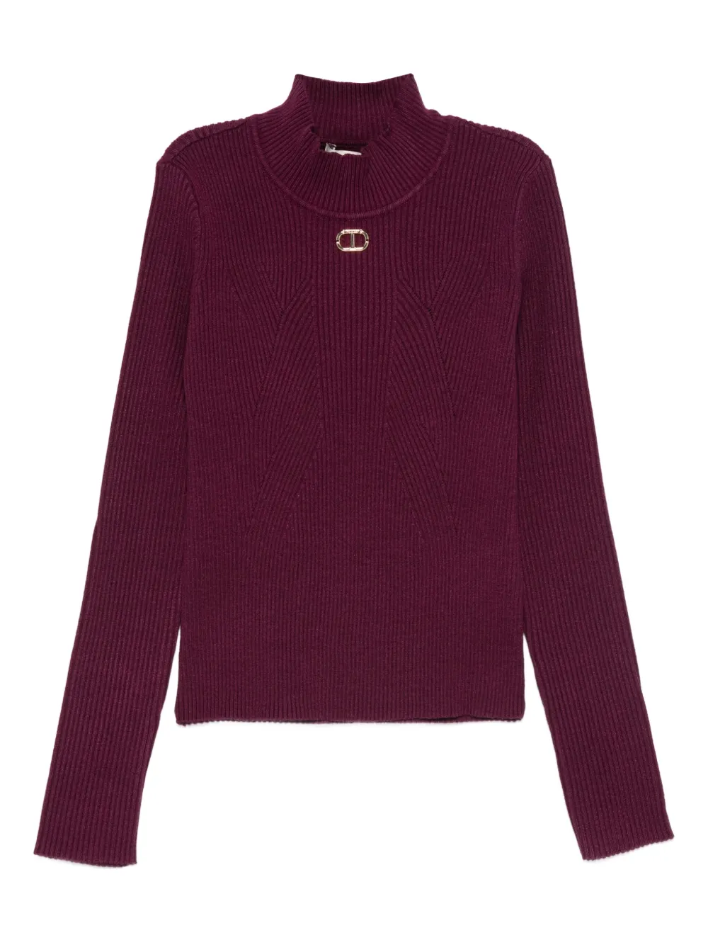 TWINSET Kids Geribbelde coltrui Paars