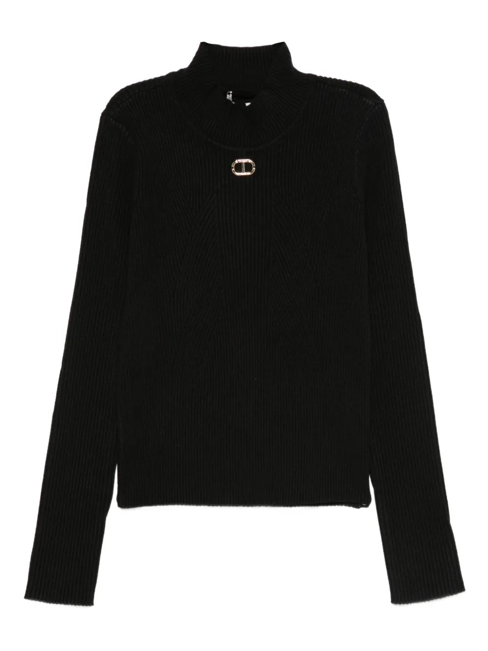 TWINSET Kids Geribbelde trui met hoge hals Zwart
