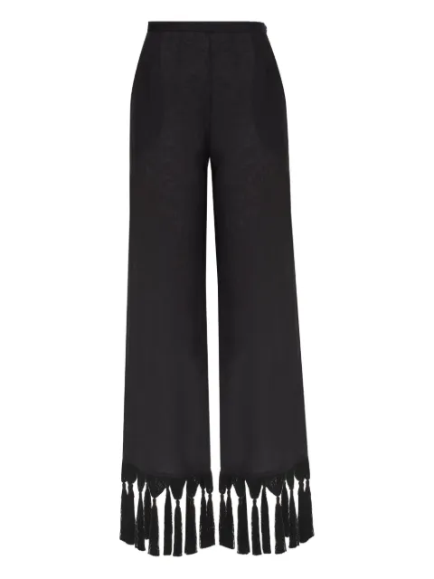 Taller Marmo Marlino fringes-detail linen trousers