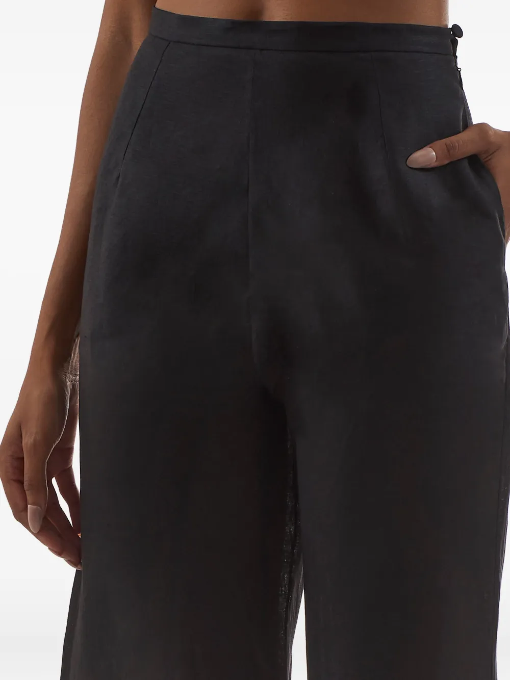 Taller Marmo Marlino linnen broek met franje Zwart