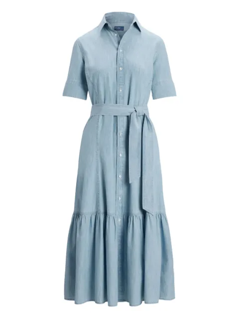 Polo Ralph Lauren belted tiered shirt midi dress