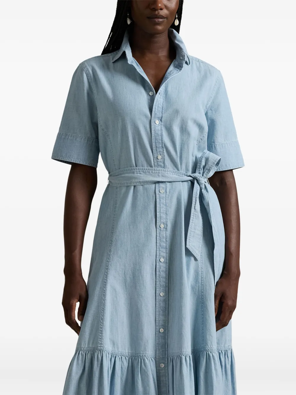 Polo Ralph Lauren Midi-blousejurk met ceintuur Blauw