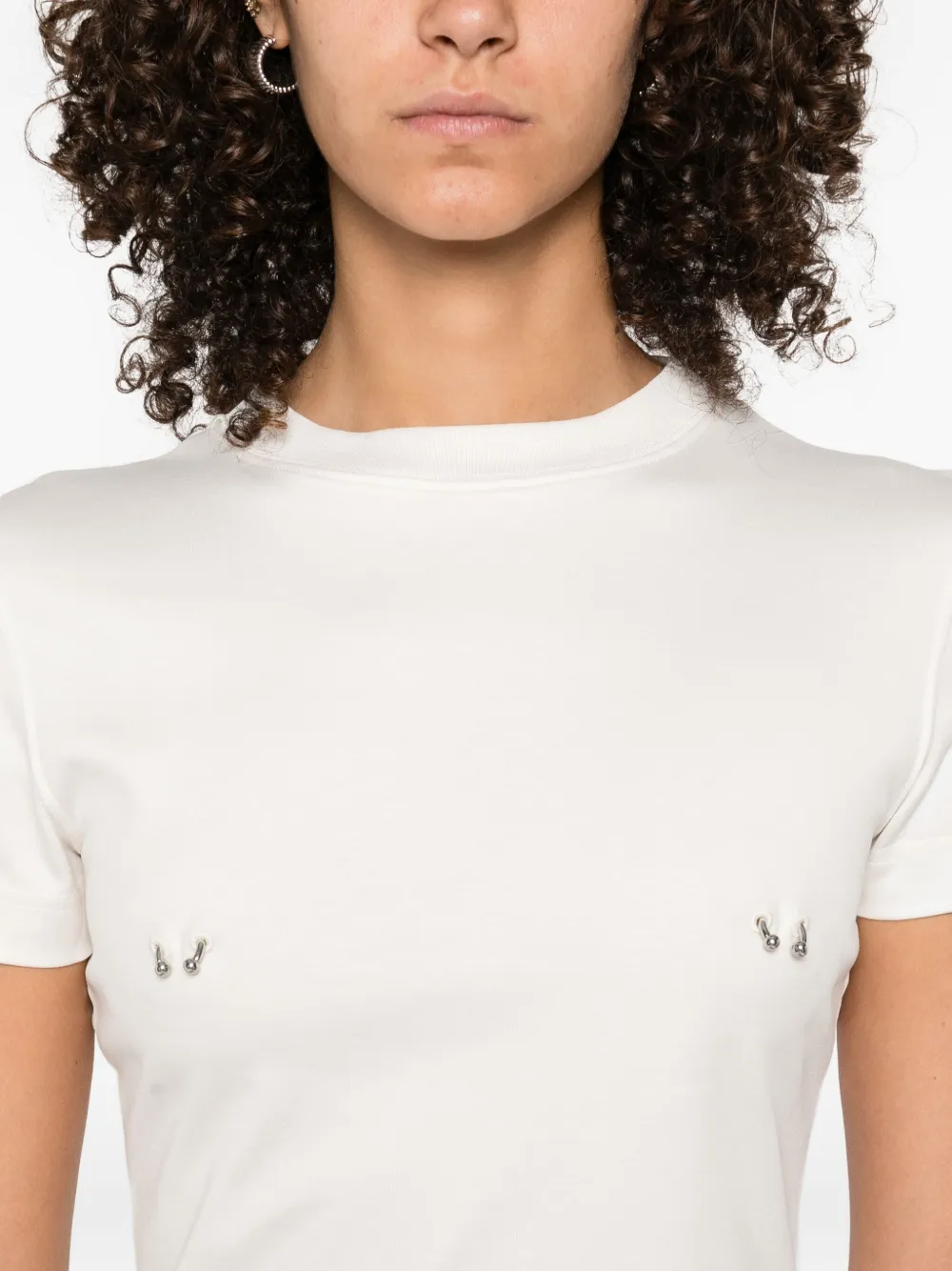 Mugler piercing-detail cotton T-shirt Wit