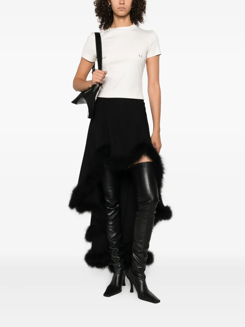 Mugler piercing-detail cotton T-shirt Wit
