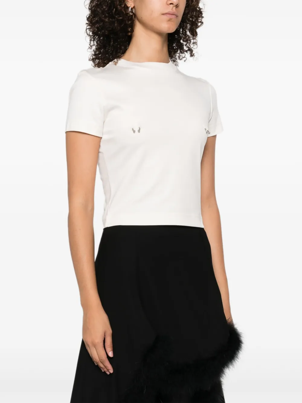 Mugler piercing-detail cotton T-shirt Wit