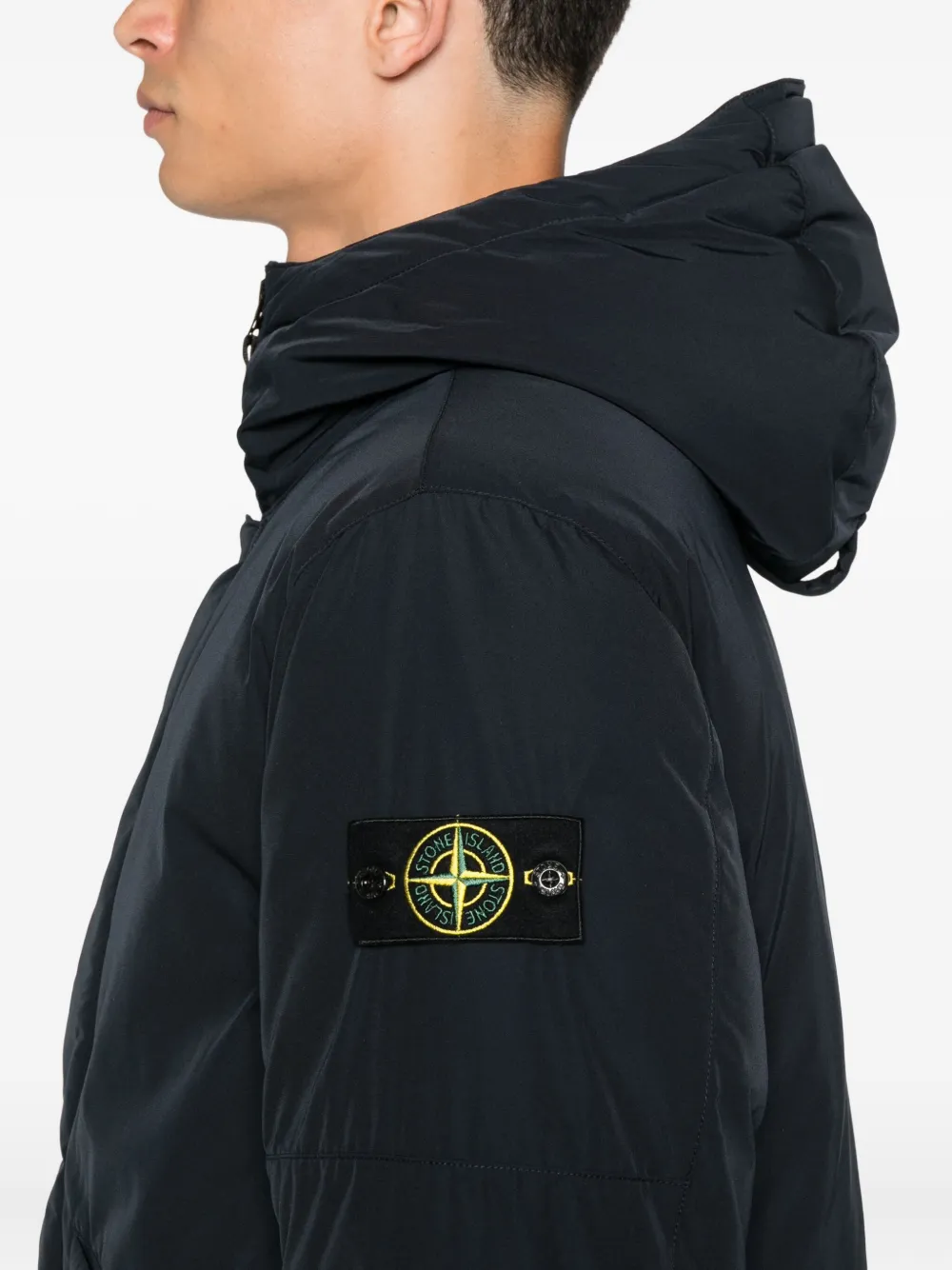 Stone Island Jas met capuchon en Compass-logopatch Blauw