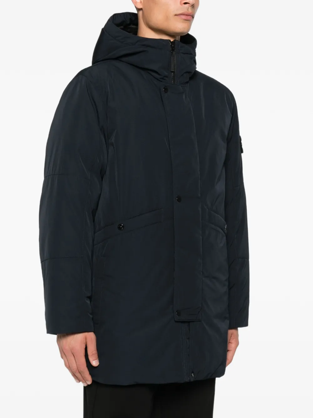 Stone Island Jas met capuchon en Compass-logopatch Blauw